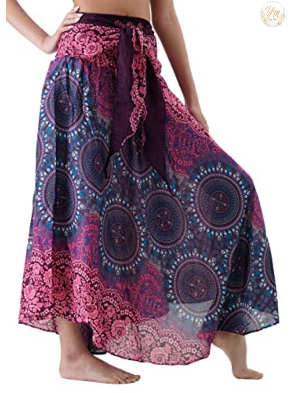Boho Maxi Skirt for Women High Waisted Asymmetrical Rayon Hippie Skirt